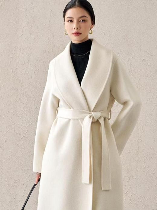 【高端系列】手工定制2360款54.9%绵羊毛➕莱赛尔➕桑蚕丝➕兔毛大女主款浴袍双面尼大衣外套-喜出 商品图0