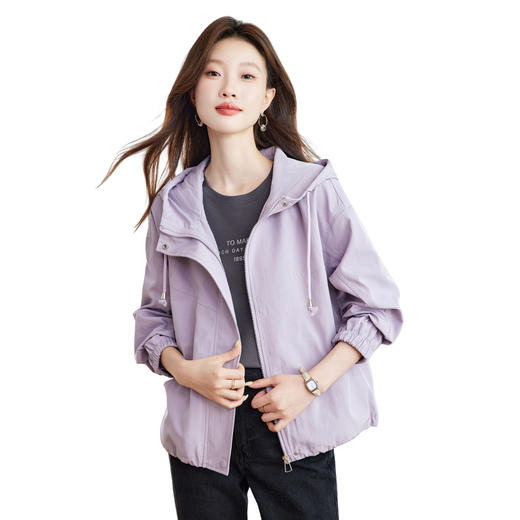 休闲风莫兰迪色短款风衣外套2025秋新运动百搭小个子长袖减龄上衣MUZI68865 商品图4