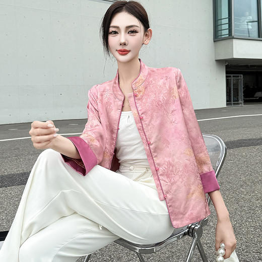 QYM 5905-Y时尚印花外套国风复古中式长袖上衣休闲外套 商品图3