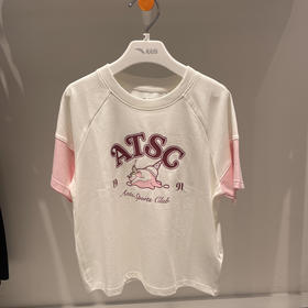 安踏儿童上衣2025年夏季女小童针织短袖衫宽松休闲T恤 362528129R