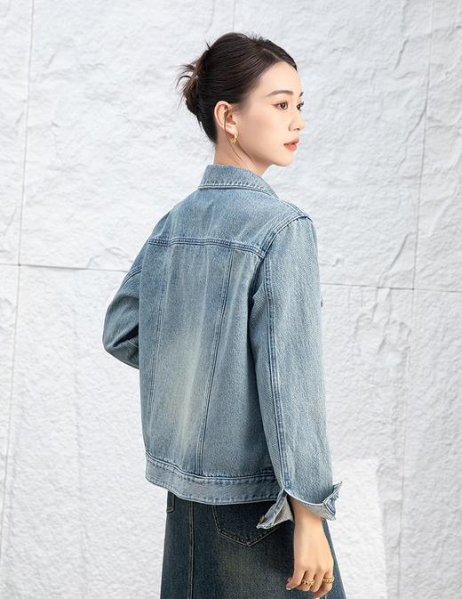 秋新款复古丹宁高克棉宽松显瘦牛仔外套 商品图4
