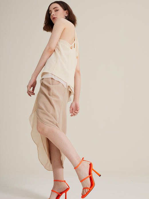 斜裁不对称垂坠花苞半裙 商品图1