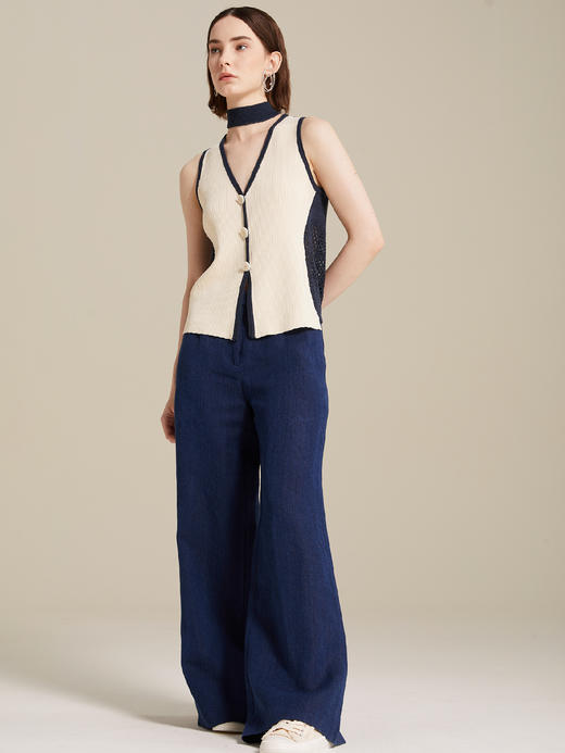 法式极简撞色针织马甲 商品图4