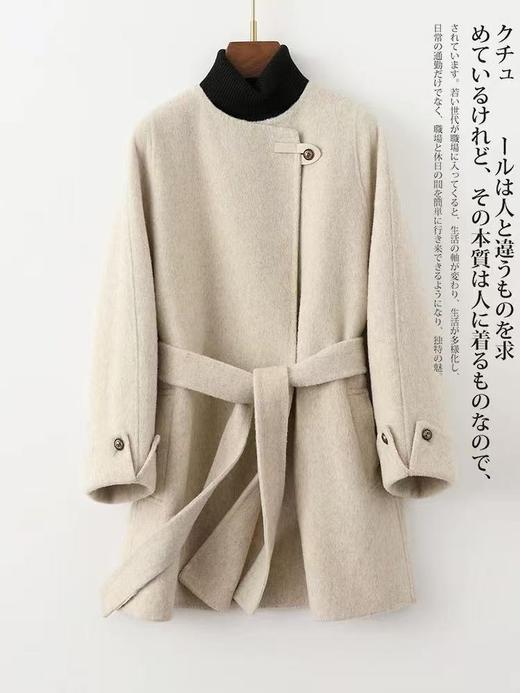 【高端系列】手工定制3086款100%羊毛皮袢一粒扣中款双面尼大衣-喜出 商品图7