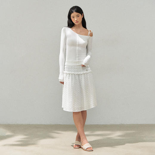 Ariseism 美式复古斜肩长袖单肩吊带长袖t恤女秋季新款修身上衣 商品图4