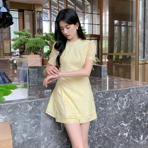 奢姿大码女装2025夏季气质国风碎花套装胖妹妹典雅减龄旗袍两件套9952953502 商品图1