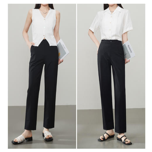 【十分小直筒西裤】逸阳夏末初秋通勤高腰显瘦弹力裤子5759 商品图5