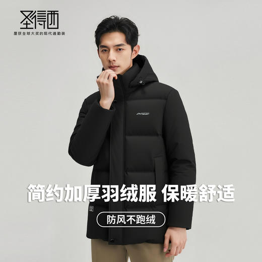 【含鸭绒】圣得西男士保暖加厚羽绒服2025秋新款可拆卸防风男外套 商品图2