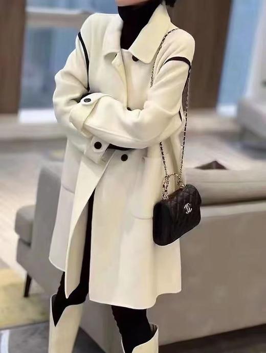 【高端系列】2265款100%羊毛肩部撞色双面尼大衣外套-喜出 商品图3