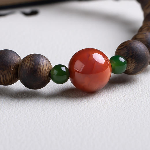 xy0532沉香+南红回纹珠提溜手串 商品图5