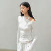 Ariseism 美式复古白色斜肩蕾丝长袖t恤女秋季新款修身上衣 商品缩略图1