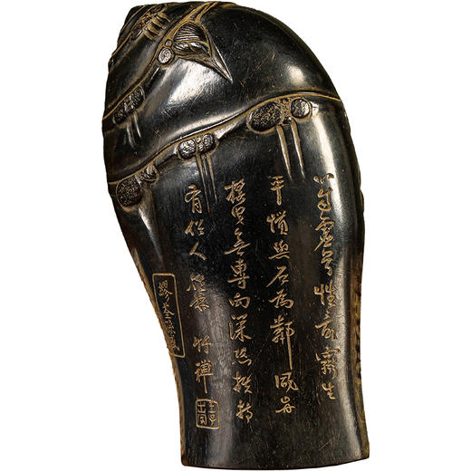 清	竹禅款缪荃孙藏紫檀雕竹节诗文随形臂搁 商品图5