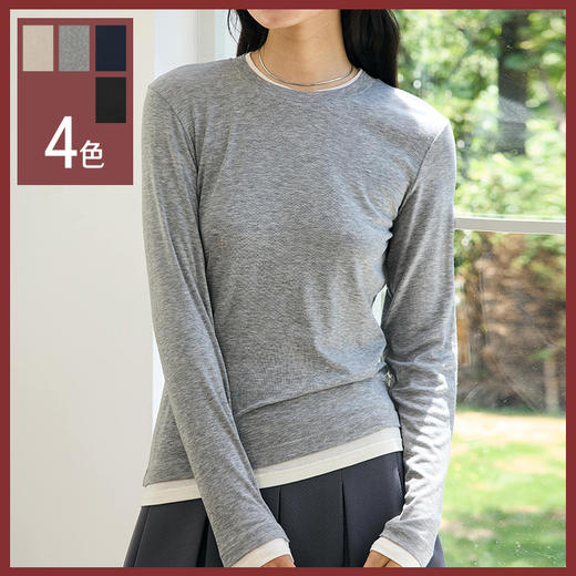 馥迦天丝醋酸假两件打底衫 商品图0