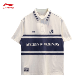 李宁（LI-NING）迪士尼米奇联名短袖POLO衫男2025秋季潮流宽松翻领上衣APLV501
