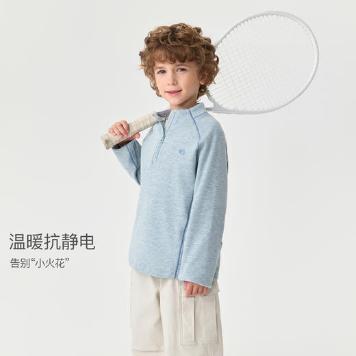 【糯糯绒】马克珍妮男童半拉链百搭户外T恤2025年秋装新款551153 商品图3