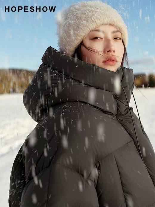 官网现售754元【品牌特卖】红袖HOPESHOW品牌➡️推荐款黑色绒子含量90%超蓬松面包服-喜出 商品图2