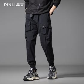 PINLI品立2025秋季新款潮牌多口袋工装裤男士宽松休闲长裤束脚裤GD253117025