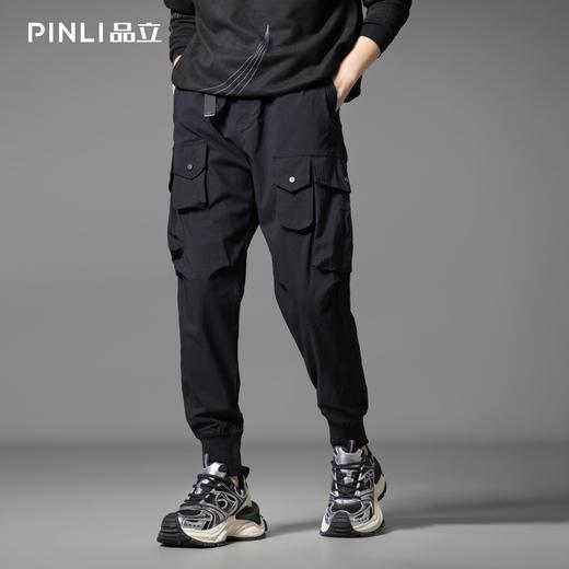 PINLI品立2025秋季新款潮牌多口袋工装裤男士宽松休闲长裤束脚裤GD253117025 商品图0