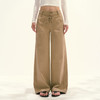 Ariseism 美式复古卡其色裤子阔腿裤女秋季新款休闲长裤子 商品缩略图0