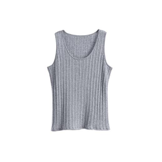 绽放女装526朵/秋季精纺羊毛大圆领竖抽条提花毛织无袖背心女内搭 商品图4