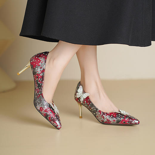 OLD  2559新中式国风高跟鞋细跟气质尖头单鞋 商品图2