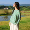 绽放旅行女装126朵/棉针织条纹一字领长袖内搭打底衫T恤女秋新款 商品缩略图2