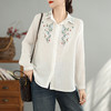 AHM wyss6982碎花刺绣勾花双层纱衬衫时尚翻领宽松上衣 商品缩略图0