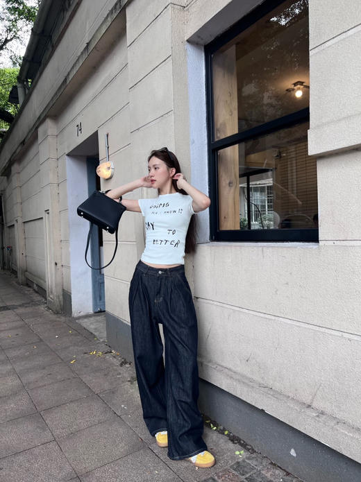 王珞丹同款MAX高端线软牛仔阔腿牛仔裤 商品图6