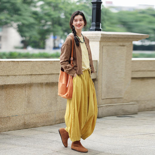 绽放旅行女装505朵/全棉毛圈布圆领开襟落肩长袖短款开襟卫衣早秋 商品图3