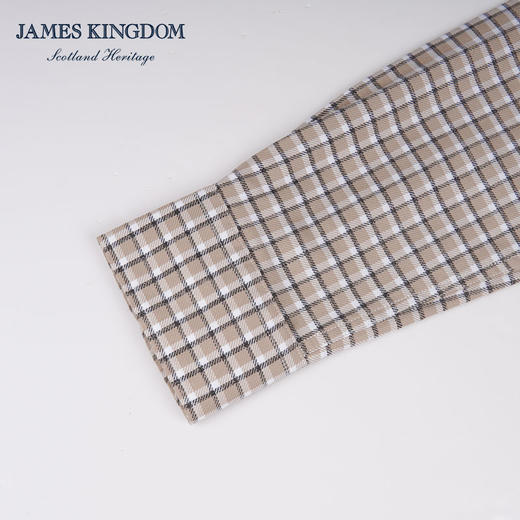 【休闲云染格纹 100%棉】占姆士男士春秋季新款纯棉云染修身格纹衬衫 商品图5