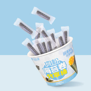 比比赞（BIBIZAN）肉松海苔卷分享桶400g 儿童休闲小零食品夹心寿司海苔碎拌饭 /休闲食品 /海味零食 /海苔 商品图0