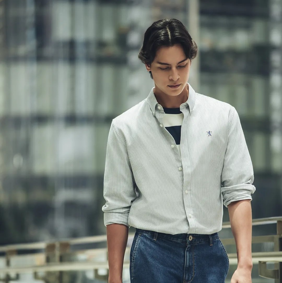 佐丹奴牛津纺衬衫男新款纯棉男士帅气通勤长袖袖衬衫01045083