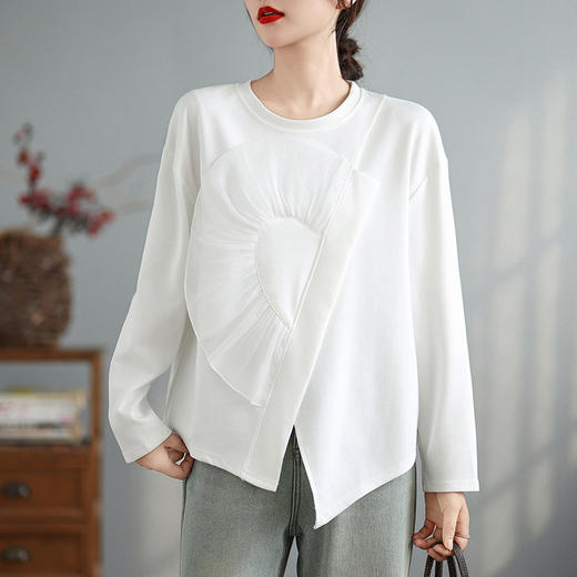 AHM wyss6969大码宽松显瘦花朵长袖T恤时尚洋气上衣 商品图0