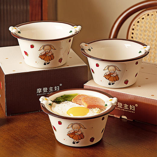摩登主妇赫拉兔面碗泡面碗家用陶瓷汤碗个人专用方便面碗可爱餐具 商品图4