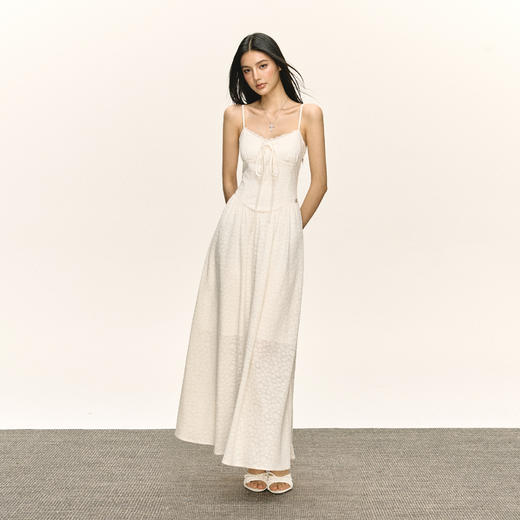 Ariseism 美式复古白色吊带连衣裙女夏季新款长裙 商品图1