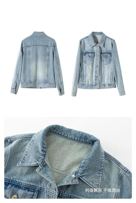 秋新款复古丹宁高克棉宽松显瘦牛仔外套 商品图10