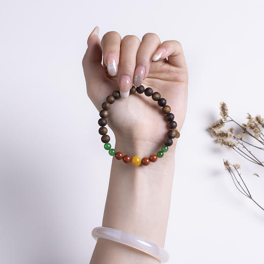 xy0531沉香+蜜蜡南红碧玉手串 商品图8