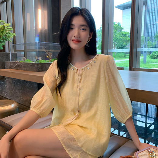 奢姿大码女装2025夏季胖妹妹时尚流苏系带设计波西米亚风两件套9952969868 商品图2