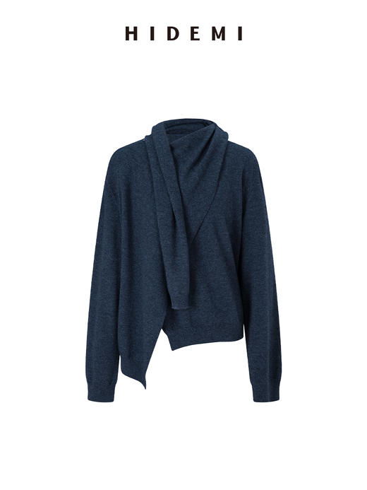 HIDEMI 美丽奴羊毛不对称多穿式毛织上衣 商品图7