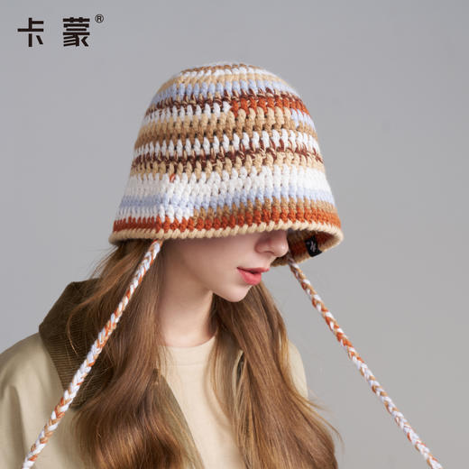 *【卡蒙】彩虹拼色多巴胺水桶帽辫子可折叠渔夫帽KM-9576 商品图1