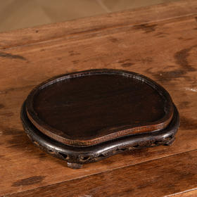 清	红木嵌银丝随形器座