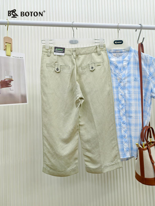 【第2件半价！尾货清仓不退换】波顿女士麻棉中裤透气舒适夏季百搭休闲裤LE331 商品图4