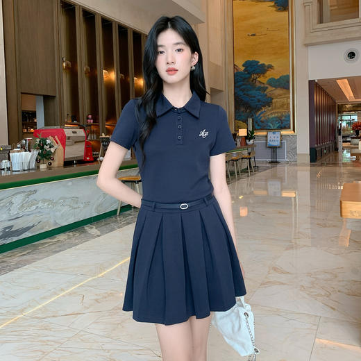 奢姿大码女装20265年夏季胖妹妹时尚学院风刺绣Polo领短袖连衣裙9952880120 商品图1