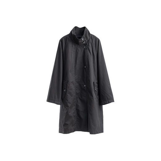 绽放旅行女装522朵/复古时尚格纹拼接立领一手长风衣外套女春秋款 商品图4