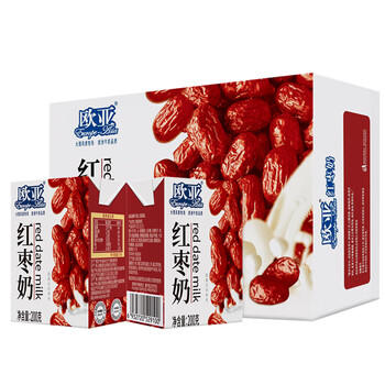 欧亚红枣牛奶200g*21盒 云南大理高原牧场 营养早餐奶  /水饮冲调 /常温奶 /风味奶 商品图3