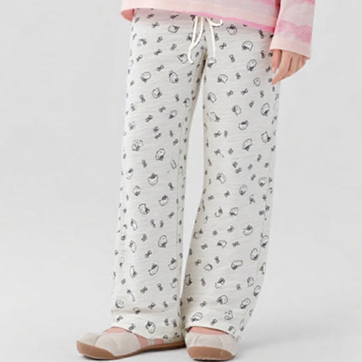 【女童秋款印花阔腿裤】巴比童装儿童外穿蝴蝶结打底裤子宝宝弹力直筒休闲长裤★ 商品图2