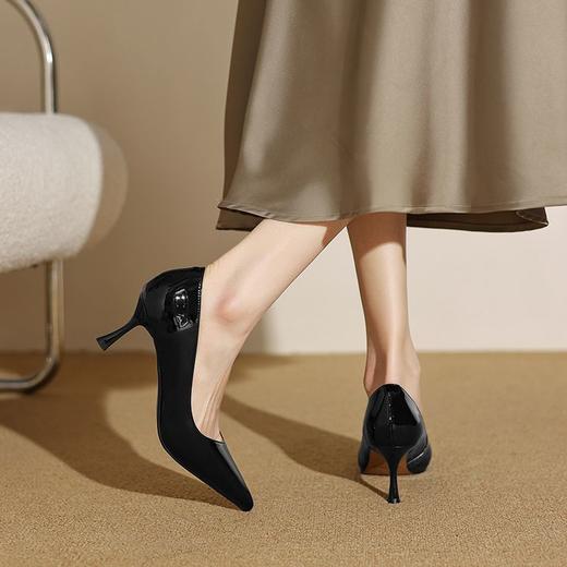 【预售5天】裸色高跟鞋女细跟春秋新款漆皮尖头单鞋配裙子职业工作鞋单鞋ZF&25001 商品图4