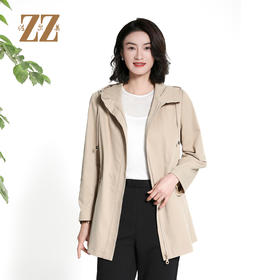 佐尔美气质时尚连帽松紧腰风衣外套女M43FZ28