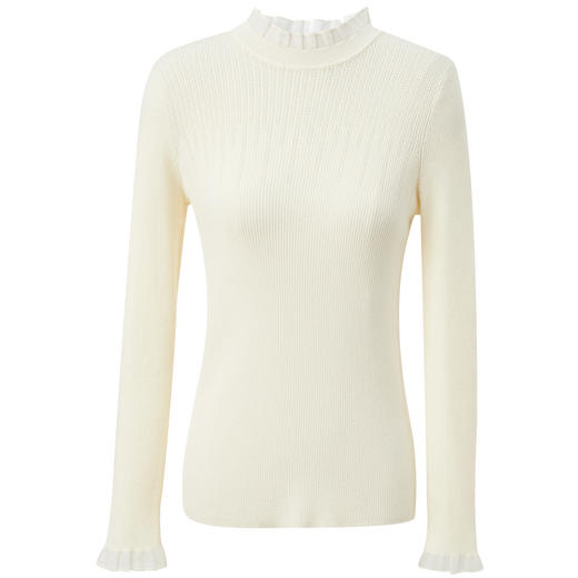 三彩2025冬季新款纯色针织衫玻璃纱拼接毛衫内搭打底衫修身M 商品图4