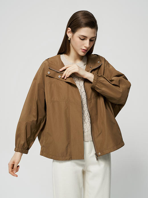 【连帽休闲夹克外套】25年秋冬新品女士连帽防风舒适薄款外套 商品图1